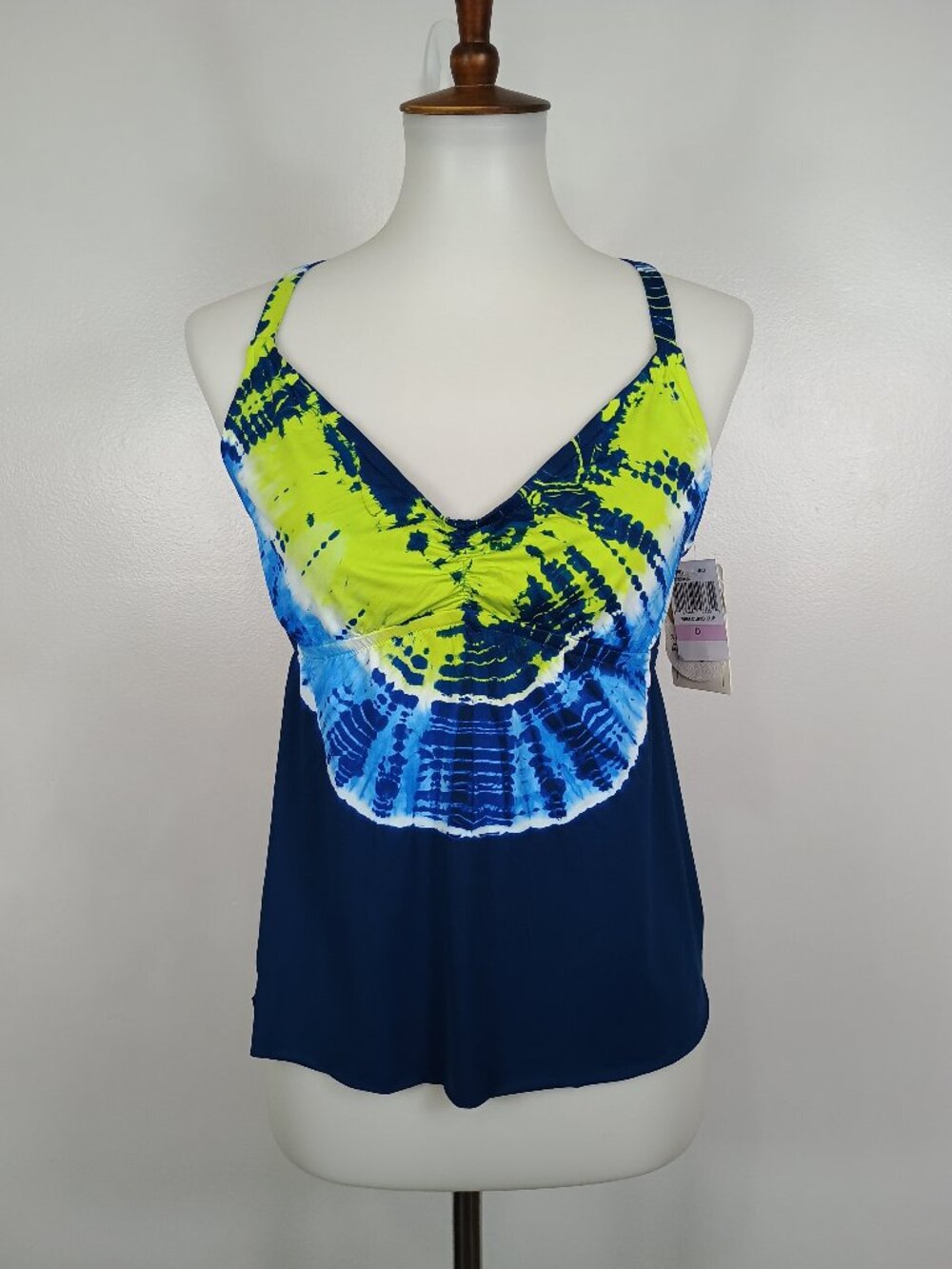Lucky Brand Tie-Dye Tankini Swimwear Top Boho Chic Y2K Retro 2000s Hippie NEW